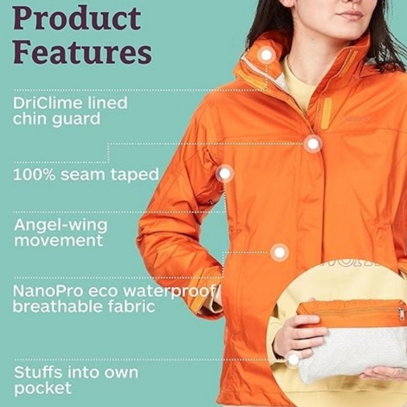 Marmot Women's PreCip Eco Jacket Orange Large - Picture 14 of 15